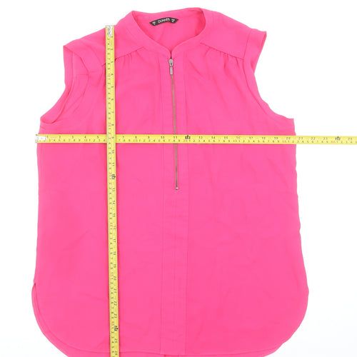 Dunnes Stores Women's Pink Zip Front Sleeveless Blouse Size 14
