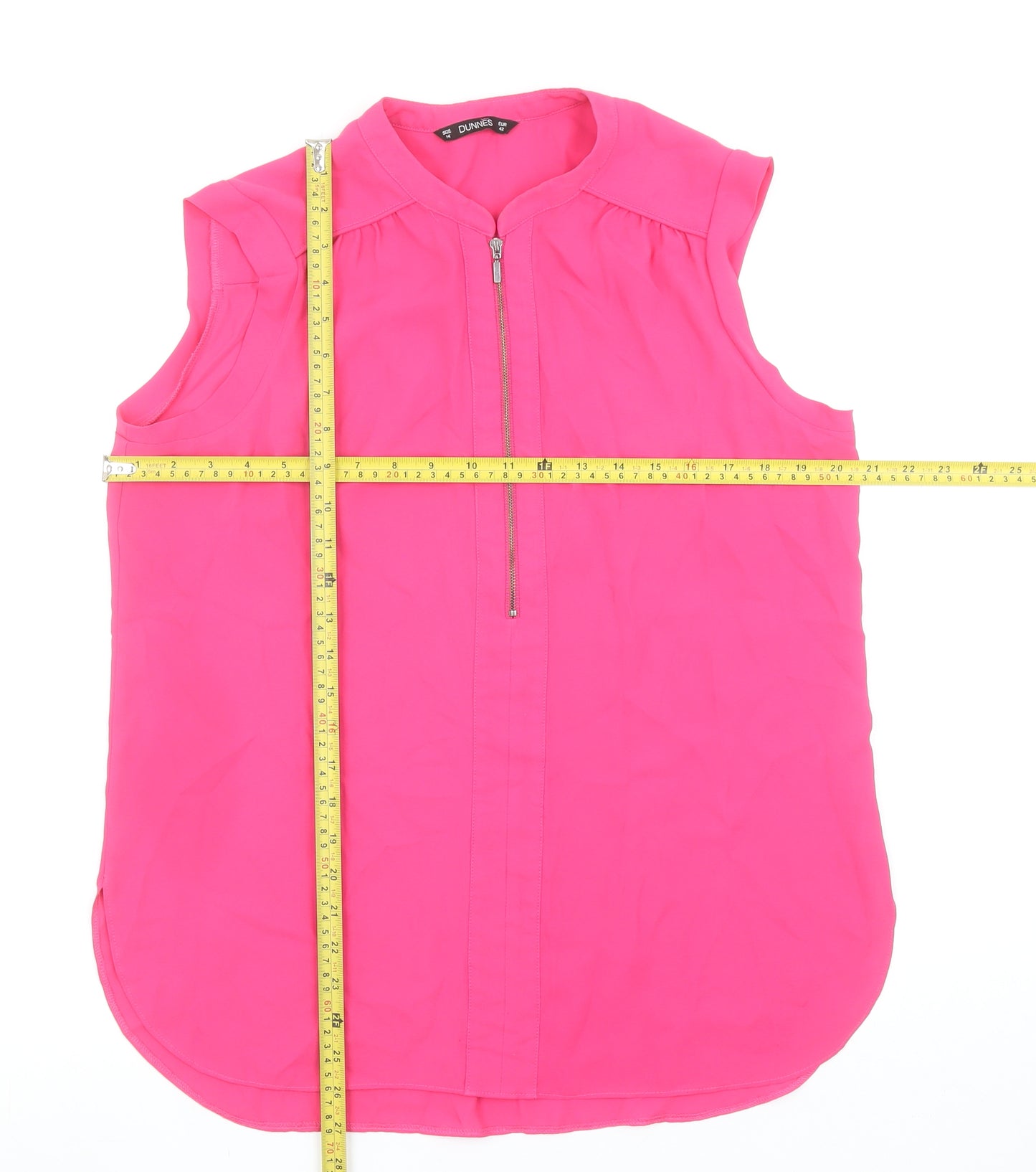Dunnes Stores Women's Pink Zip Front Sleeveless Blouse Size 14