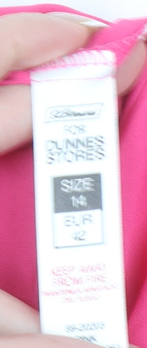 Dunnes Stores Women's Pink Zip Front Sleeveless Blouse Size 14