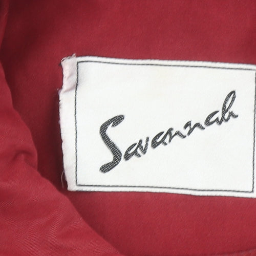 Savannah Women's Red Hooded Mid-Length Cotton Blend Rain Coat UK 10