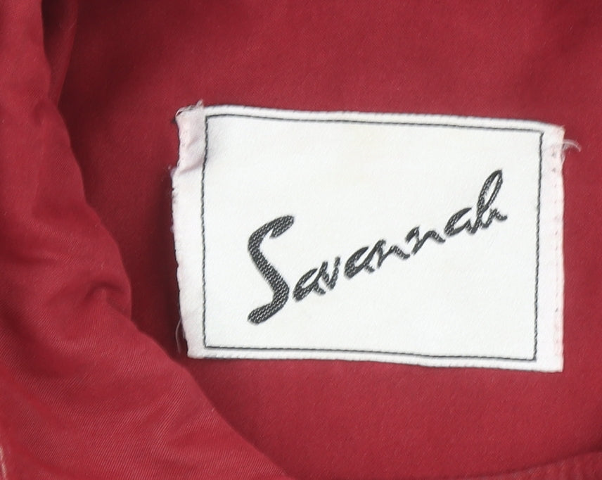 Savannah Women's Red Hooded Mid-Length Cotton Blend Rain Coat UK 10