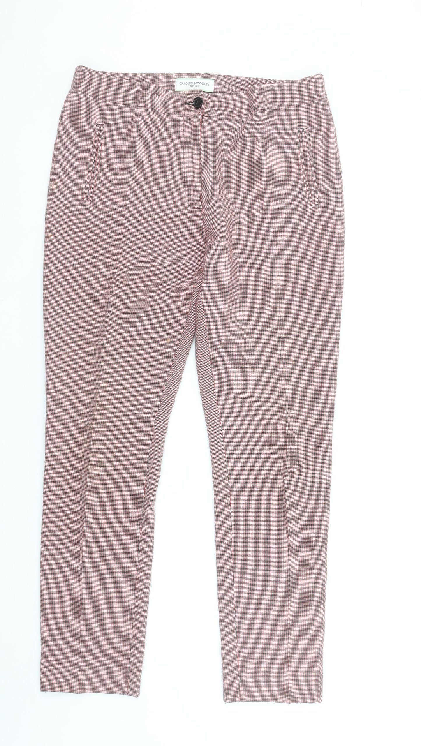 Carolyn Donnelly The Edit Womens Multicoloured Check Cropped Slim Trousers UK 12
