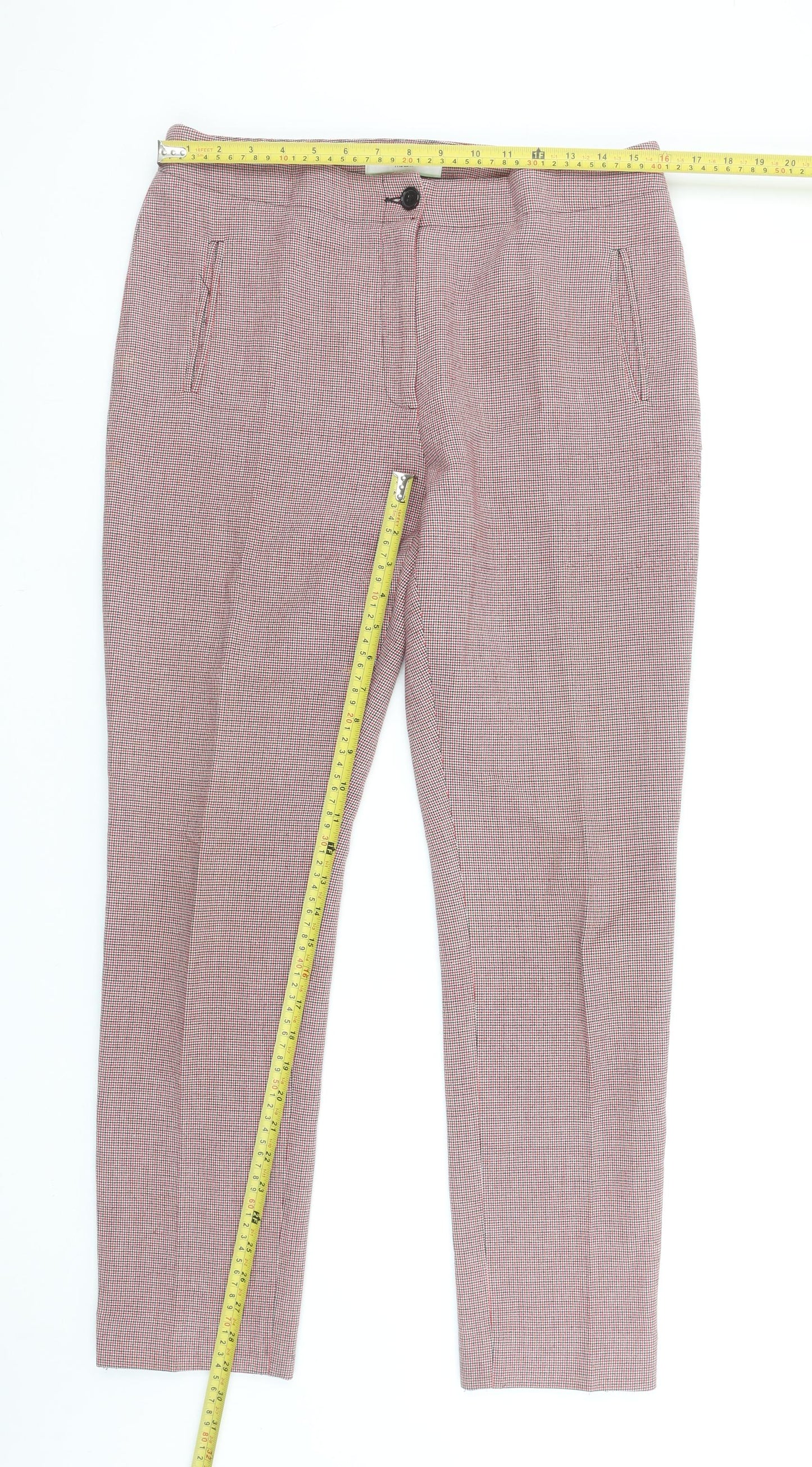 Carolyn Donnelly The Edit Womens Multicoloured Check Cropped Slim Trousers UK 12