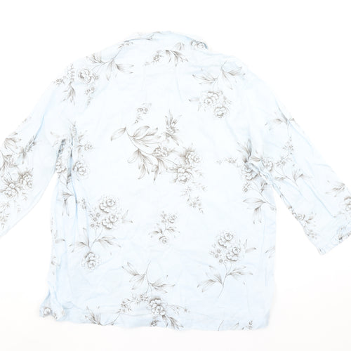 Charter Club Women’s Blue Floral Cotton Button-Up Shirt M
