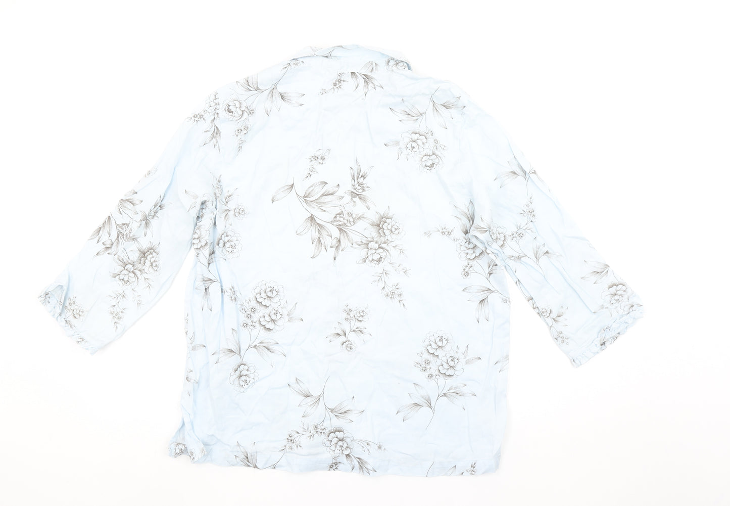 Charter Club Women’s Blue Floral Cotton Button-Up Shirt M