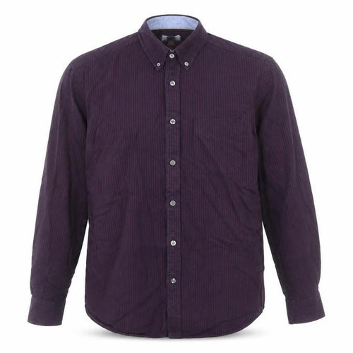 Marks and Spencer Men's Purple Striped Regular Fit Long Sleeve Cotton Oxford Shirt L