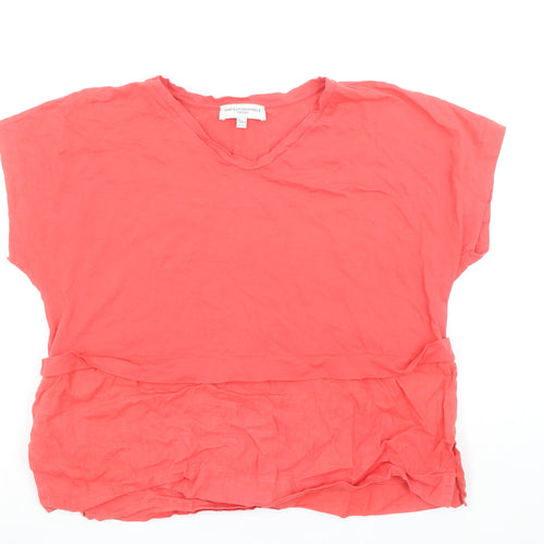 Carolyn Donnelly Women’s Red Linen Cotton V-Neck T-Shirt Size L