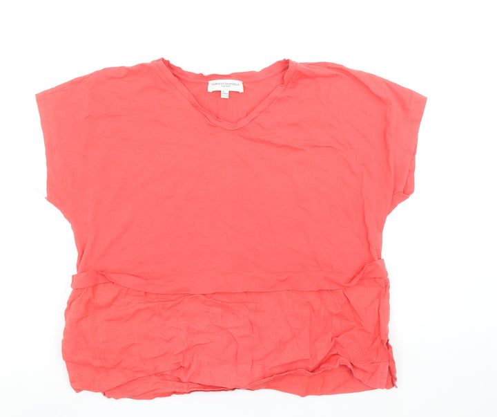 Carolyn Donnelly Women’s Red Linen Cotton V-Neck T-Shirt Size L