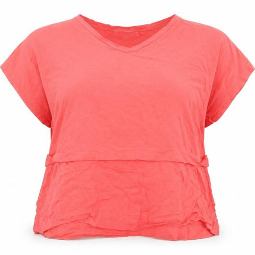 Carolyn Donnelly Women’s Red Linen Cotton V-Neck T-Shirt Size L