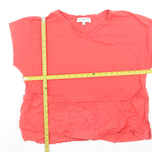 Carolyn Donnelly Women’s Red Linen Cotton V-Neck T-Shirt Size L