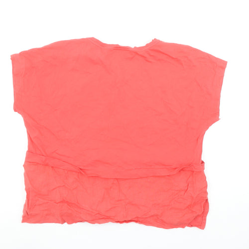 Carolyn Donnelly Women’s Red Linen Cotton V-Neck T-Shirt Size L