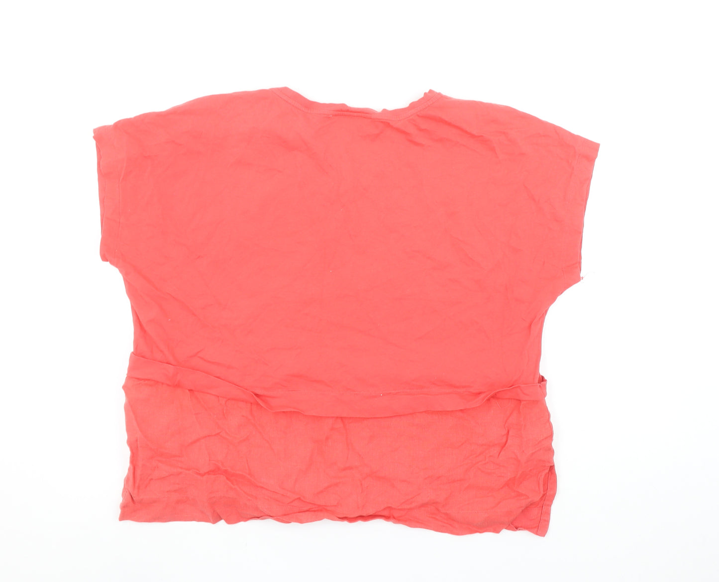 Carolyn Donnelly Women’s Red Linen Cotton V-Neck T-Shirt Size L