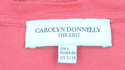 Carolyn Donnelly Women’s Red Linen Cotton V-Neck T-Shirt Size L