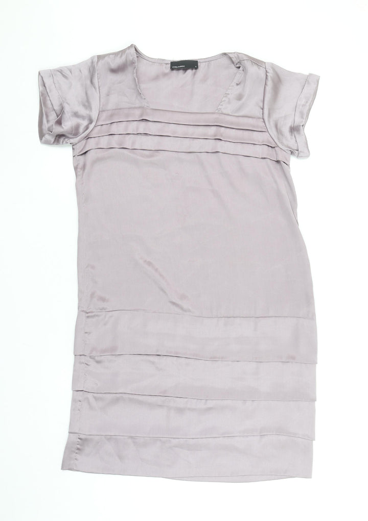 Vero Moda Women’s Grey Short Sleeve Satin Shift Dress Size S