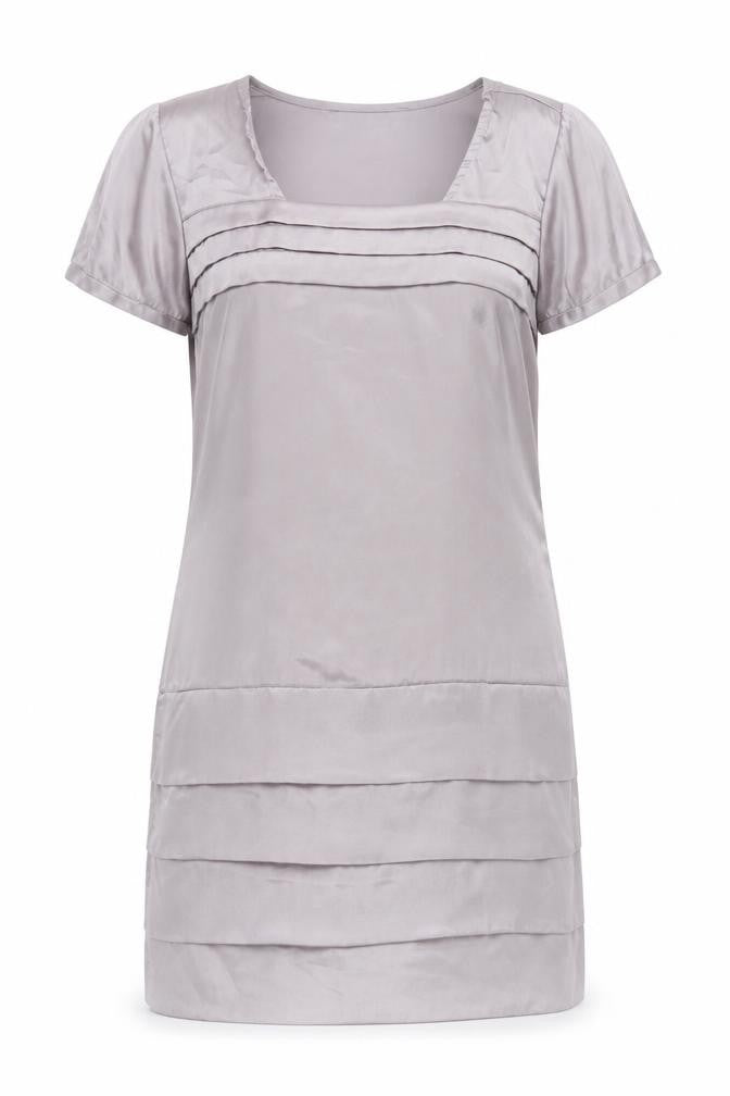 Vero Moda Women’s Grey Short Sleeve Satin Shift Dress Size S