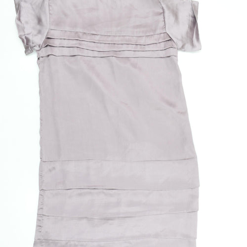 Vero Moda Women’s Grey Short Sleeve Satin Shift Dress Size S