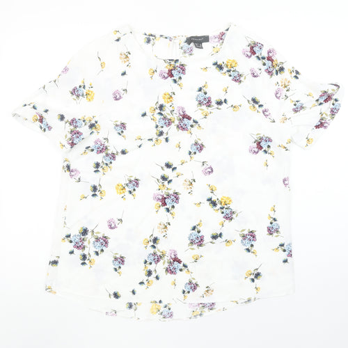 Primark Women’s White Floral Short Sleeve Tunic Blouse Size 14