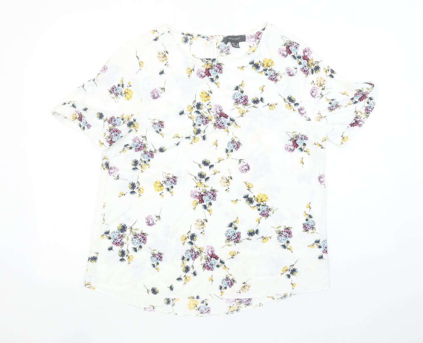 Primark Women’s White Floral Short Sleeve Tunic Blouse Size 14