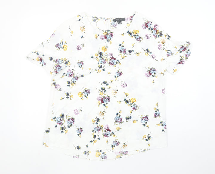 Primark Women’s White Floral Short Sleeve Tunic Blouse Size 14