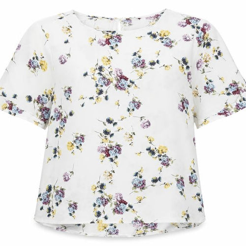 Primark Women’s White Floral Short Sleeve Tunic Blouse Size 14