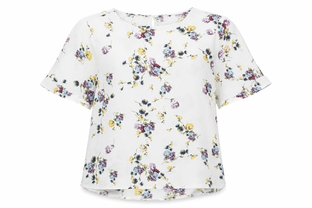 Primark Women’s White Floral Short Sleeve Tunic Blouse Size 14