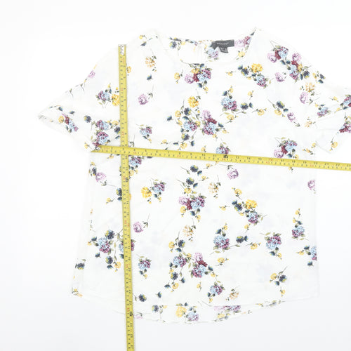 Primark Women’s White Floral Short Sleeve Tunic Blouse Size 14