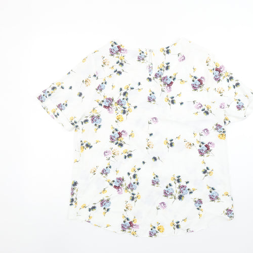 Primark Women’s White Floral Short Sleeve Tunic Blouse Size 14