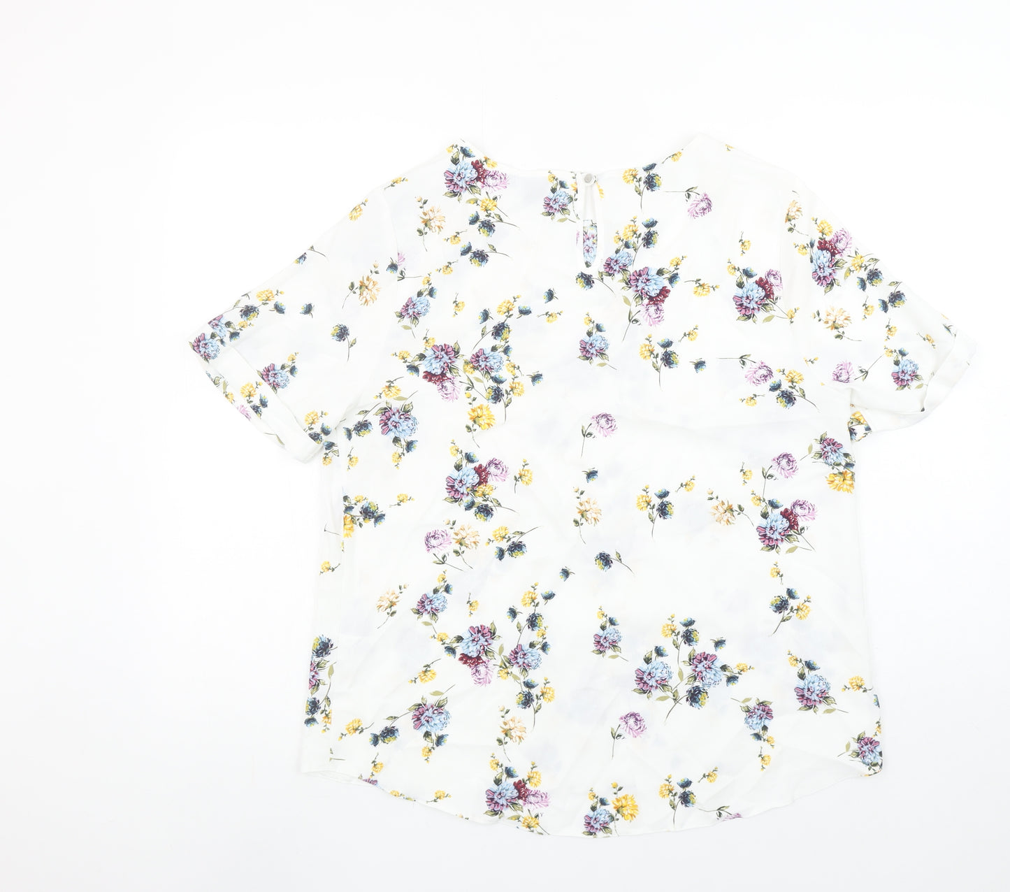 Primark Women’s White Floral Short Sleeve Tunic Blouse Size 14