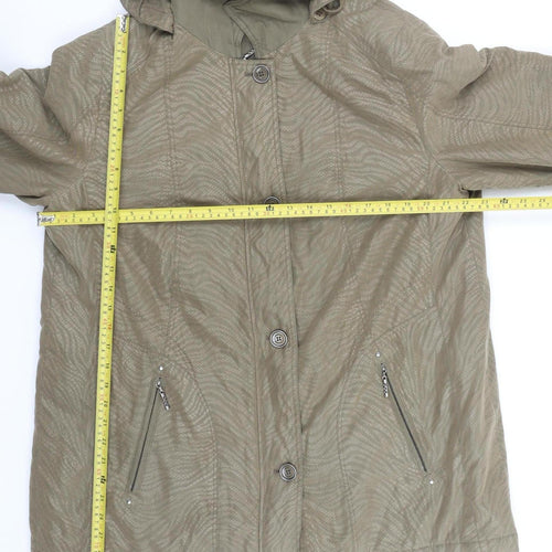 Barbara Lebek Women’s Khaki Hooded Mid-Length Coat Size 20 Polyester Blend