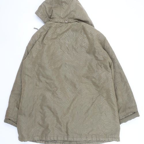 Barbara Lebek Women’s Khaki Hooded Mid-Length Coat Size 20 Polyester Blend