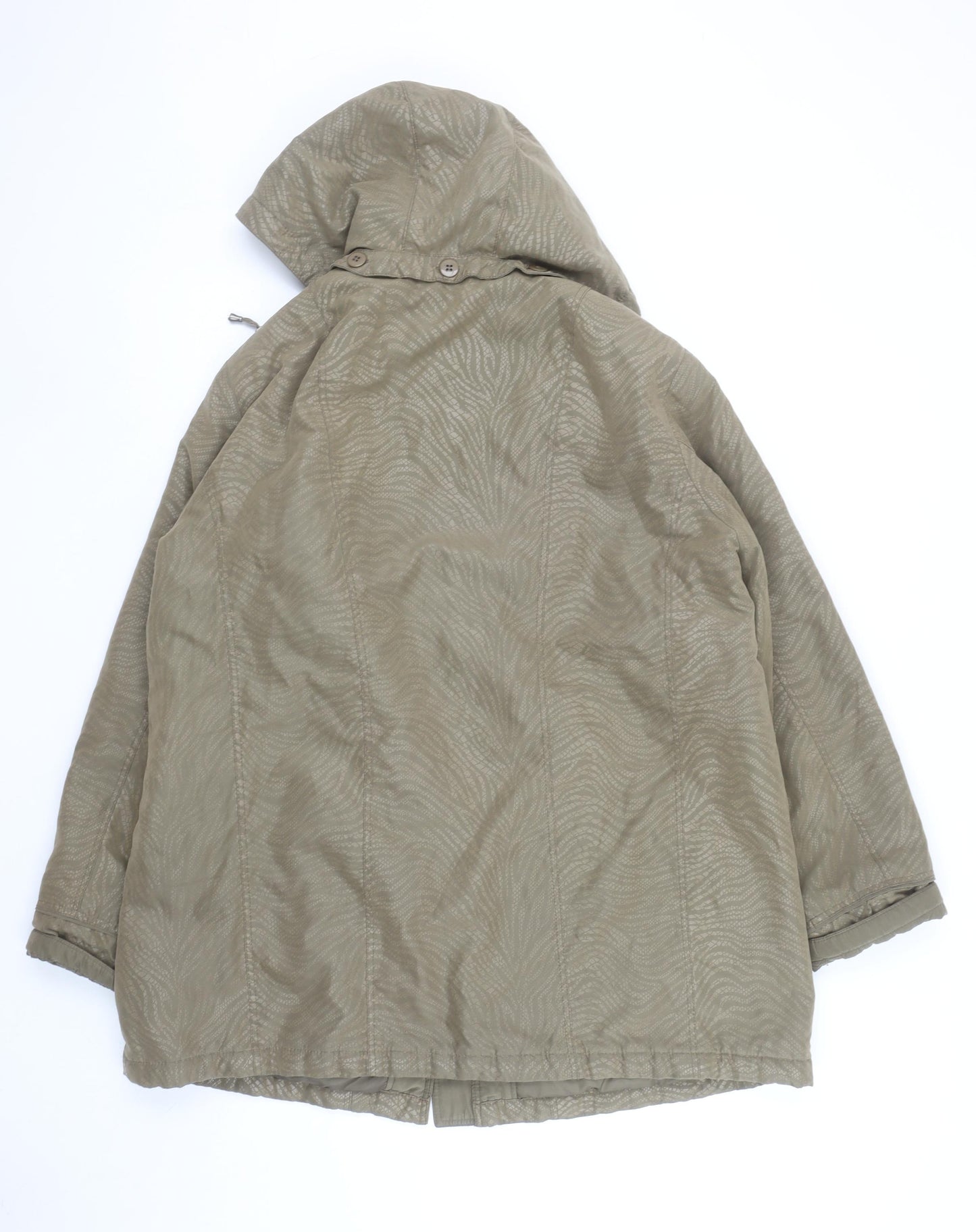 Barbara Lebek Women’s Khaki Hooded Mid-Length Coat Size 20 Polyester Blend