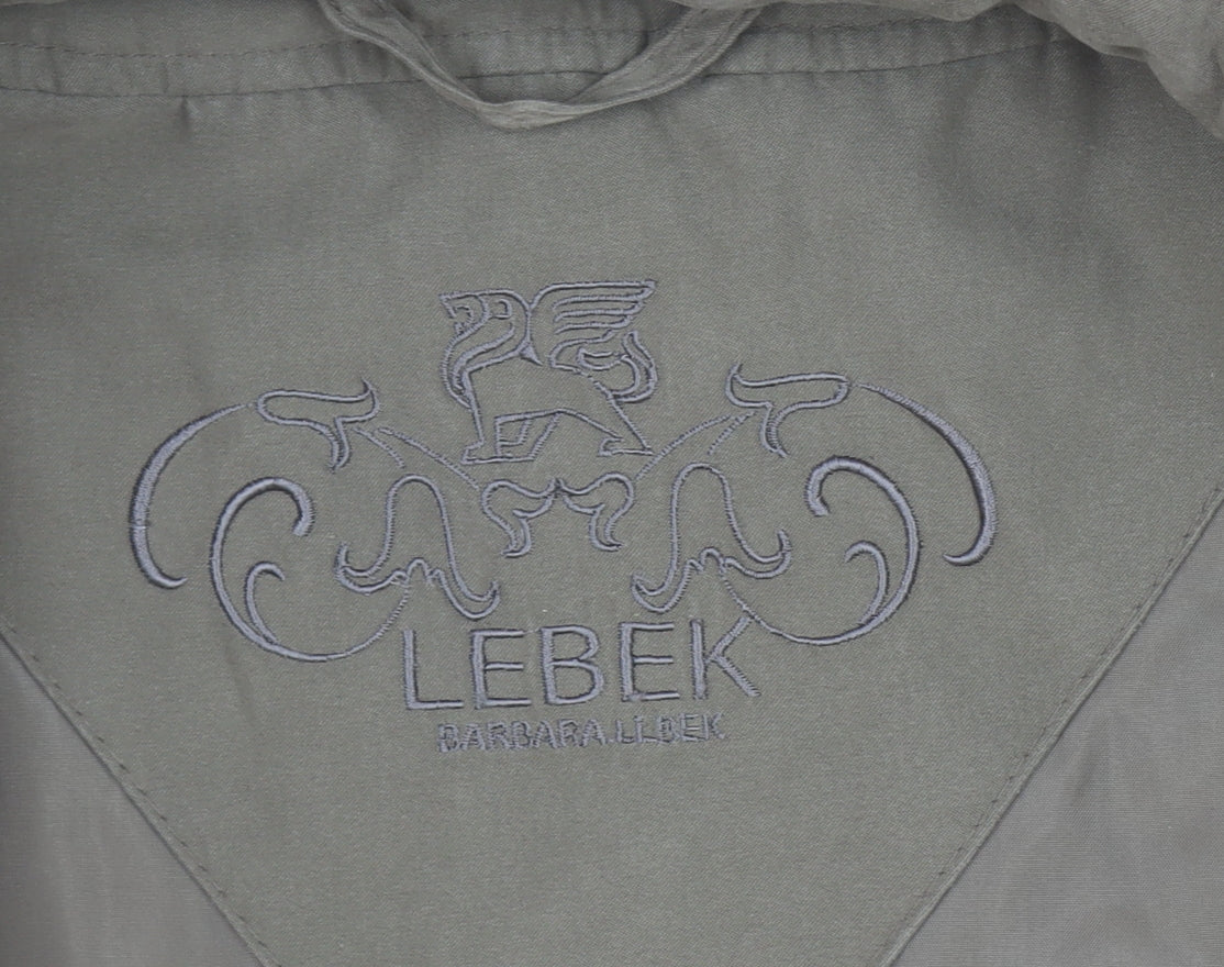 Barbara Lebek Women’s Khaki Hooded Mid-Length Coat Size 20 Polyester Blend