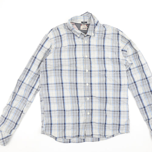 Tommy Hilfiger Denim Men's Blue Checked Slim Fit Shirt Size L