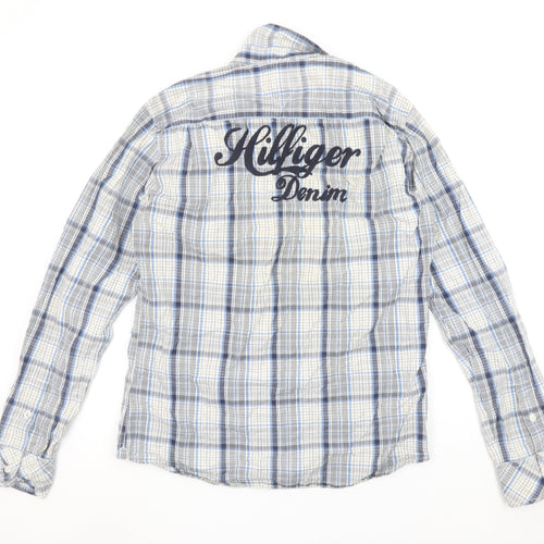 Tommy Hilfiger Denim Men's Blue Checked Slim Fit Shirt Size L