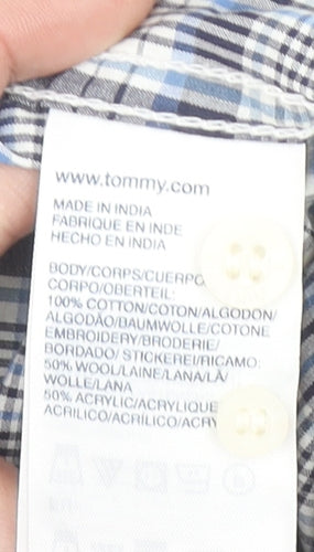 Tommy Hilfiger Denim Men's Blue Checked Slim Fit Shirt Size L