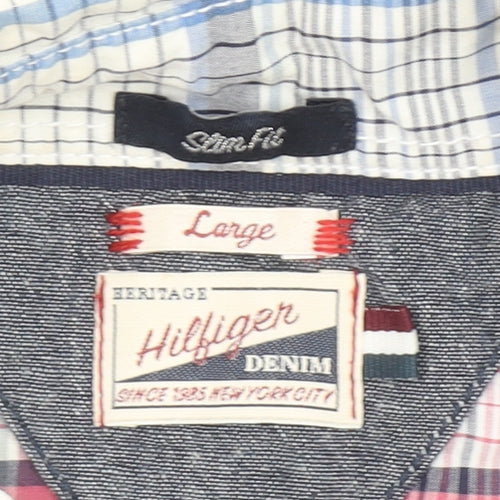 Tommy Hilfiger Denim Men's Blue Checked Slim Fit Shirt Size L