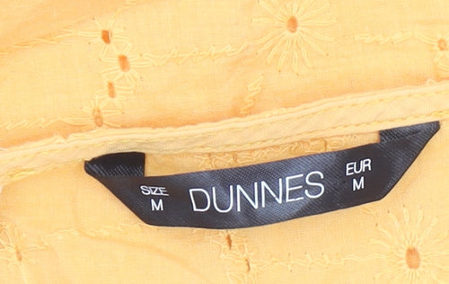 Dunnes Stores Womens Yellow Cotton Short Sleeve Button Tunic Blouse Size 14