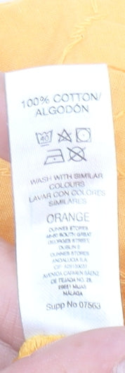 Dunnes Stores Womens Yellow Cotton Short Sleeve Button Tunic Blouse Size 14