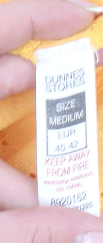 Dunnes Stores Womens Yellow Cotton Short Sleeve Button Tunic Blouse Size 14