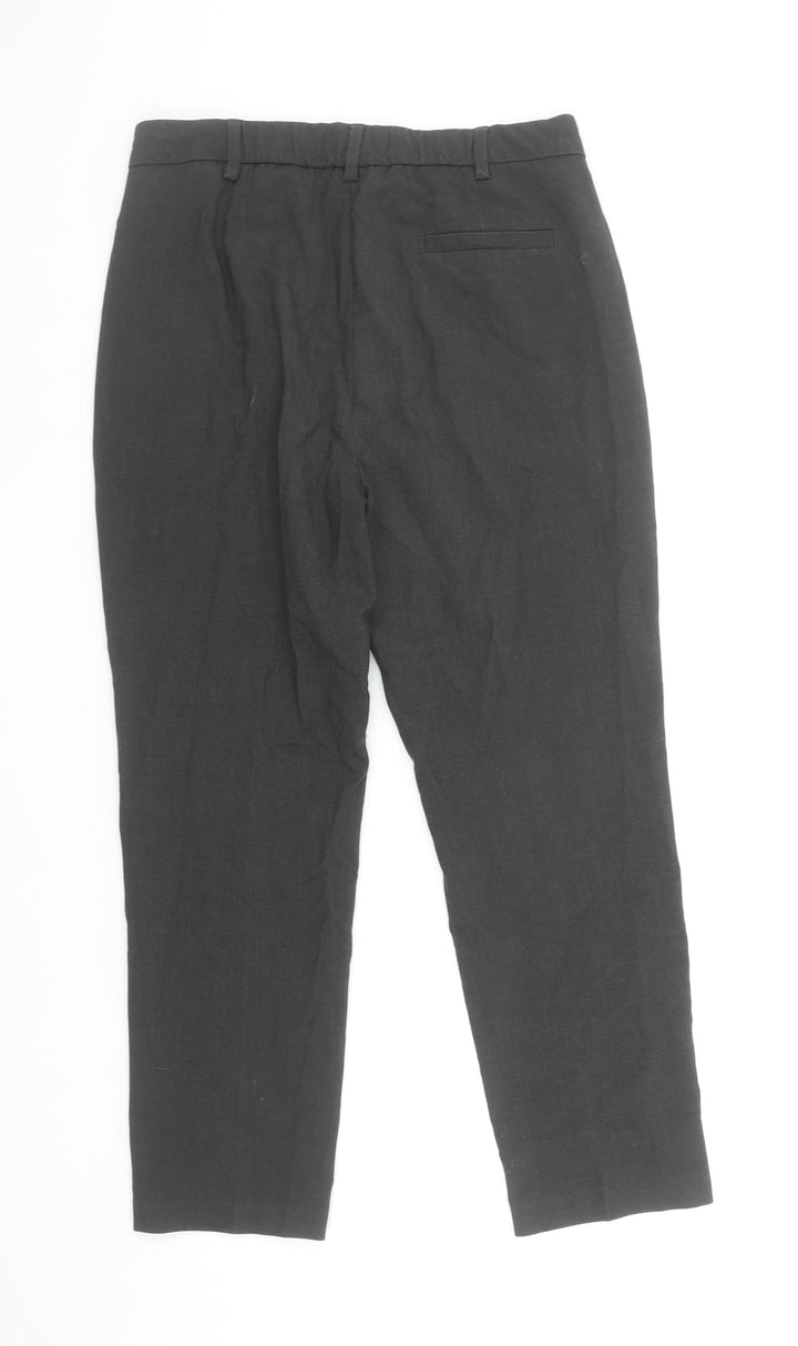 Marks and Spencer Women's Grey Classic Straight Leg Trousers Size 10 Short