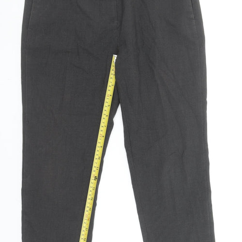 Marks and Spencer Women's Grey Classic Straight Leg Trousers Size 10 Short