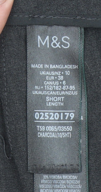 Marks and Spencer Women's Grey Classic Straight Leg Trousers Size 10 Short