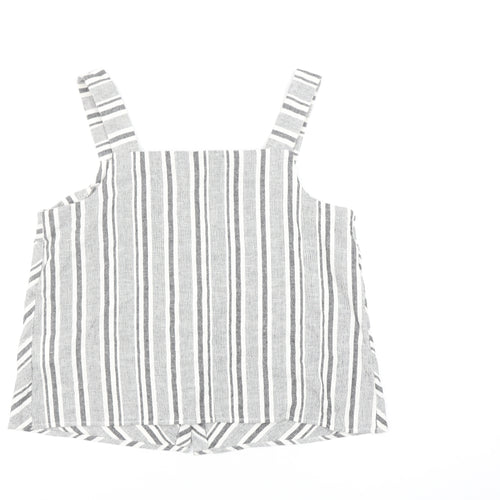 Warehouse Women’s Grey Striped Linen Cotton Camisole Tank Top Size 16