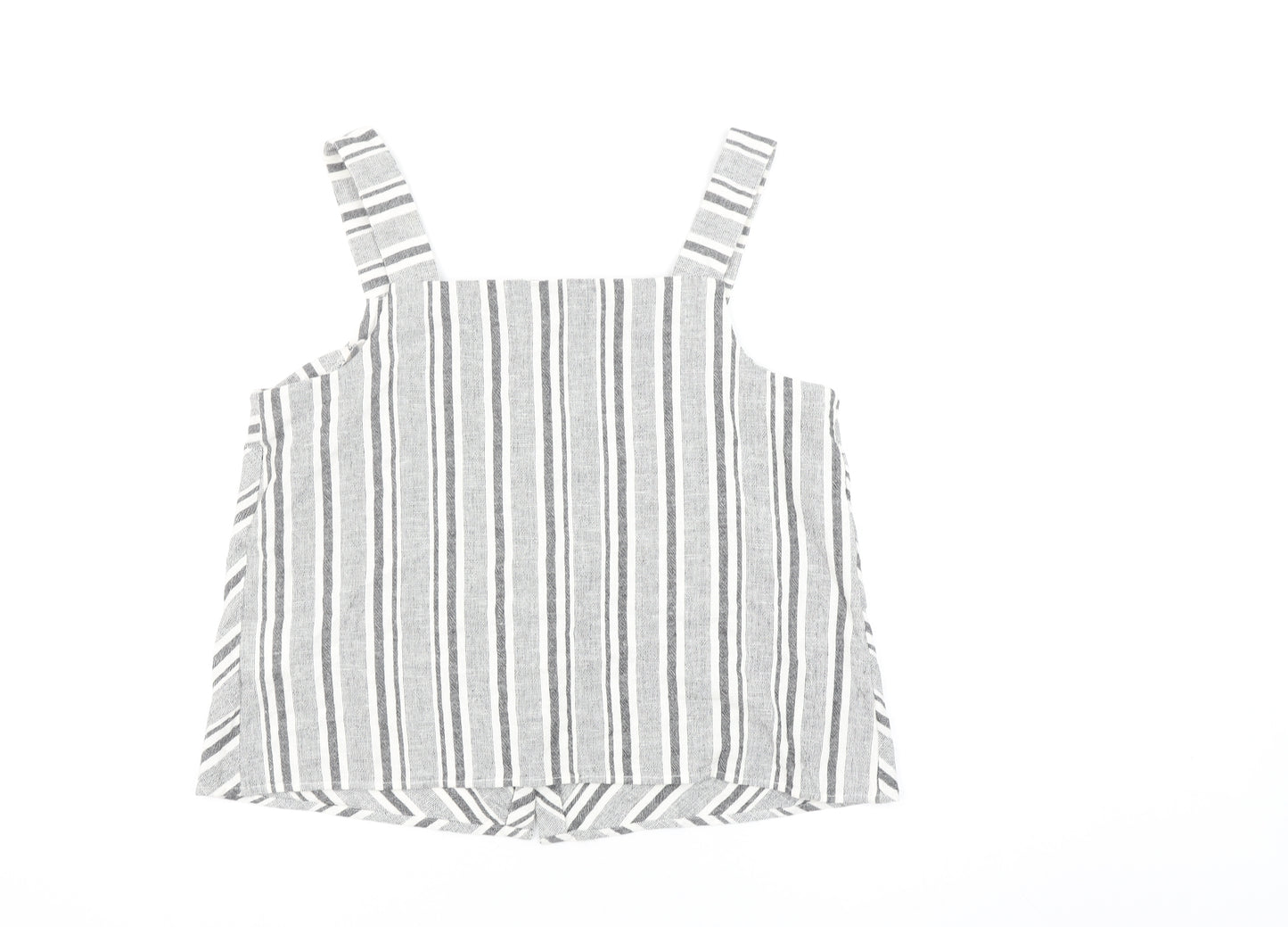 Warehouse Women’s Grey Striped Linen Cotton Camisole Tank Top Size 16