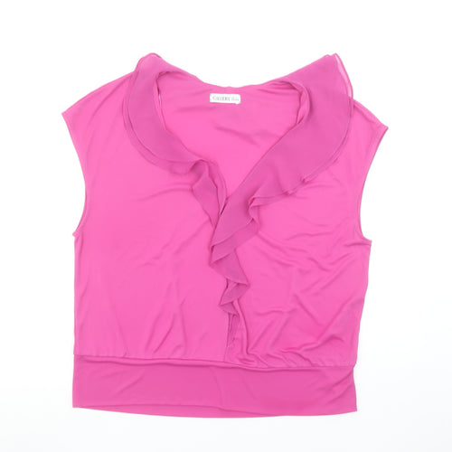 Gallery Women’s Pink Ruffle Sleeveless Camisole Blouse Size L