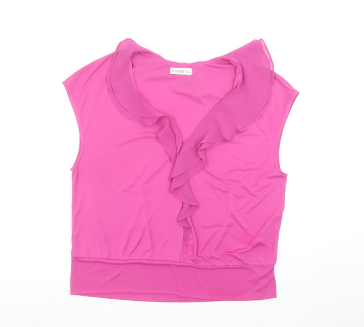 Gallery Women’s Pink Ruffle Sleeveless Camisole Blouse Size L