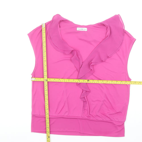 Gallery Women’s Pink Ruffle Sleeveless Camisole Blouse Size L