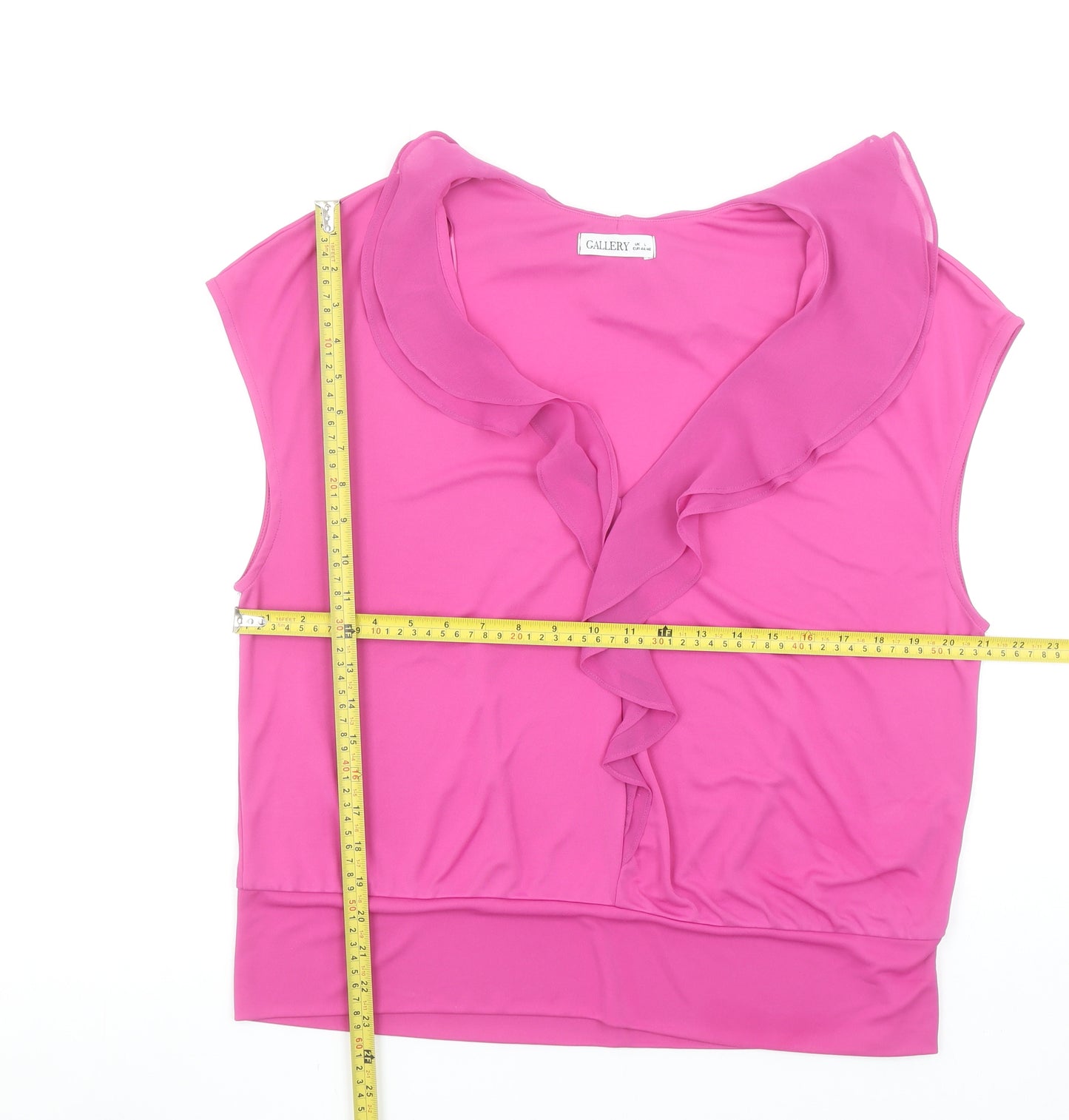 Gallery Women’s Pink Ruffle Sleeveless Camisole Blouse Size L