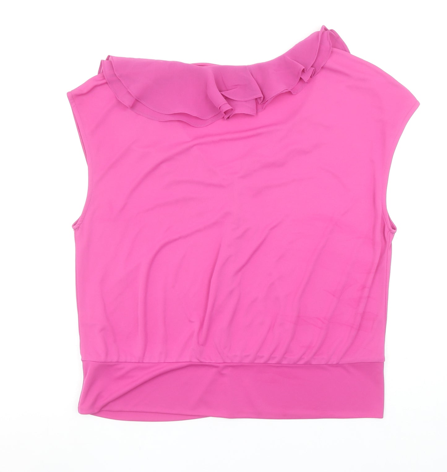 Gallery Women’s Pink Ruffle Sleeveless Camisole Blouse Size L