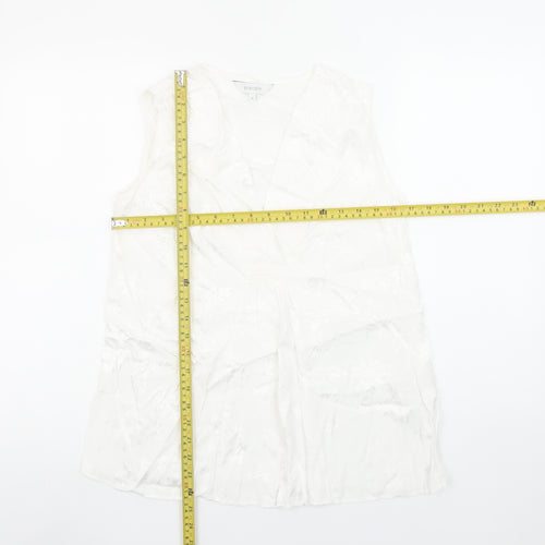 Principles Women White Wrap Sleeveless Blouse Size 10